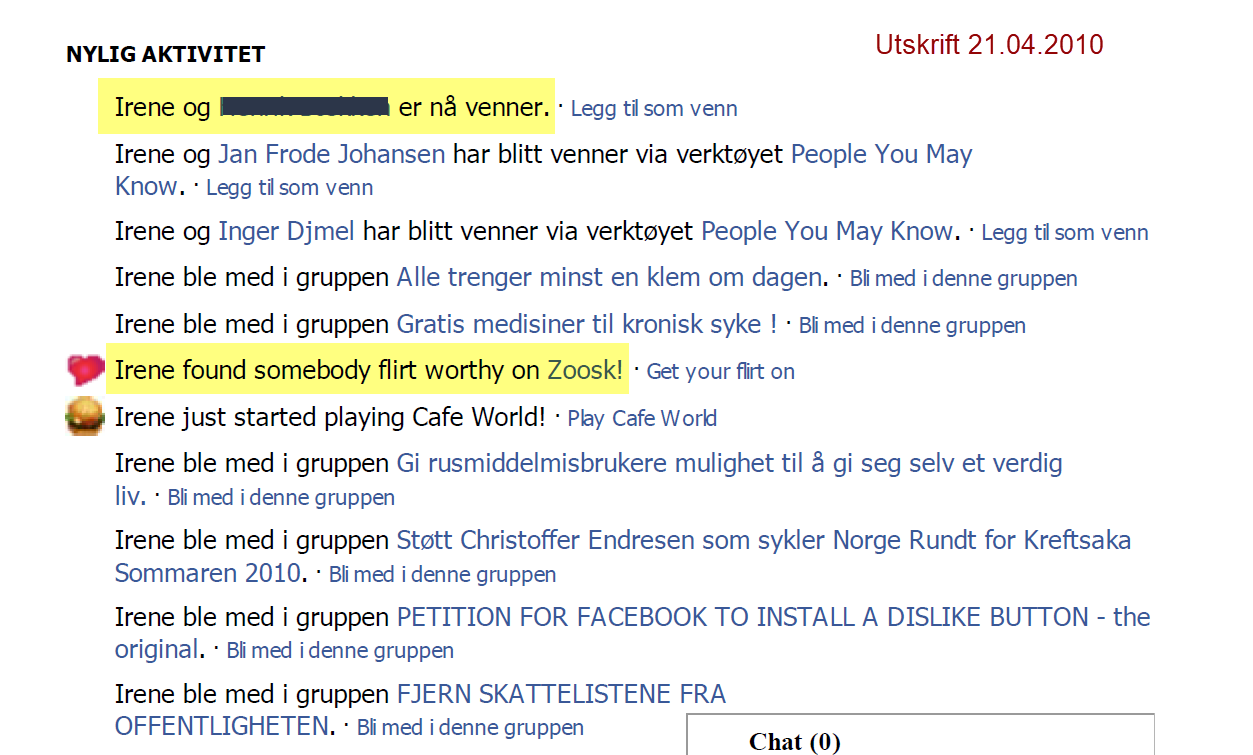 Irene Hov og Henrik Bækken flørte- og venner via Zoosk 2010
