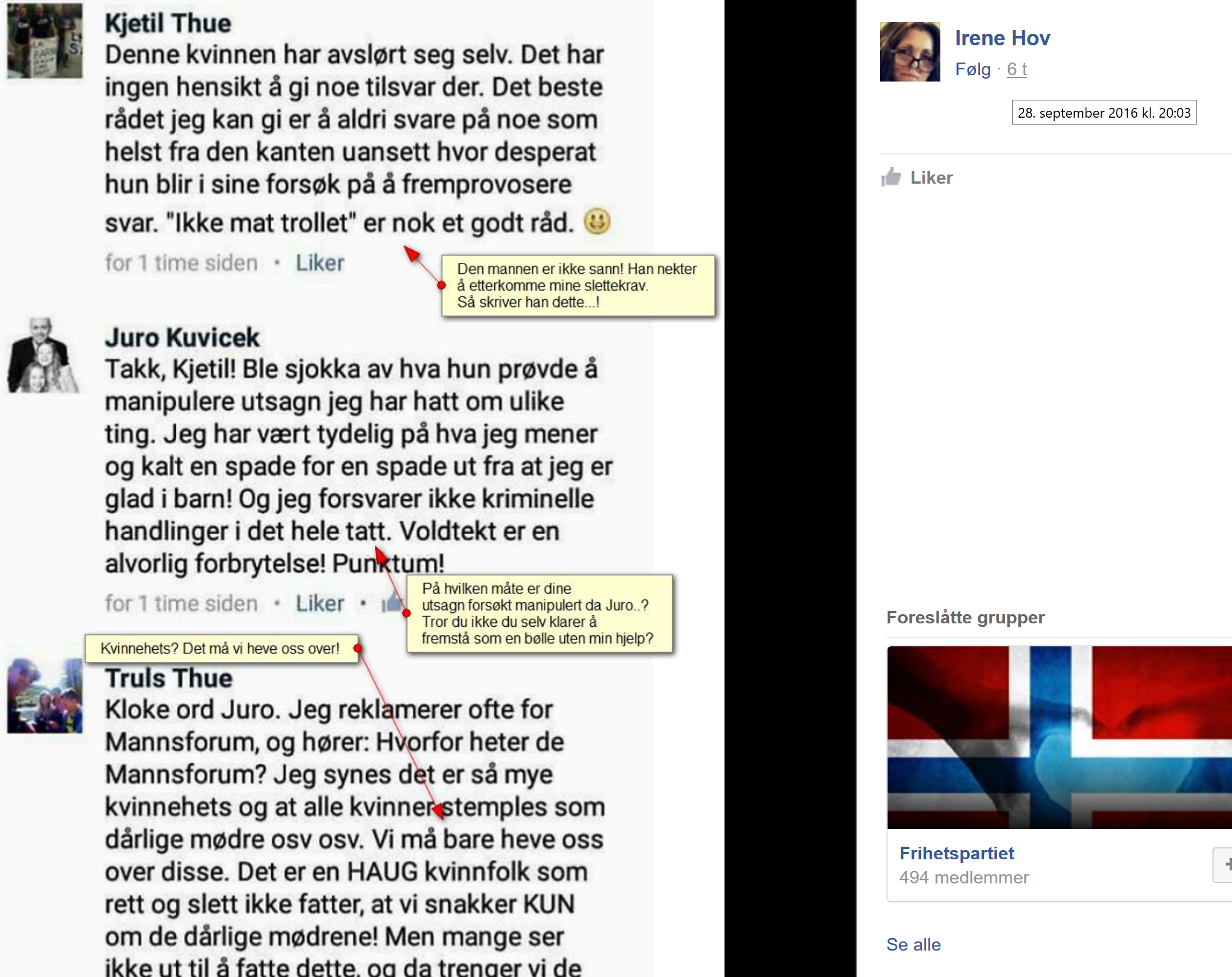 Irene hov rasende fordi hun får kritikk - mannsforum kjetil thue