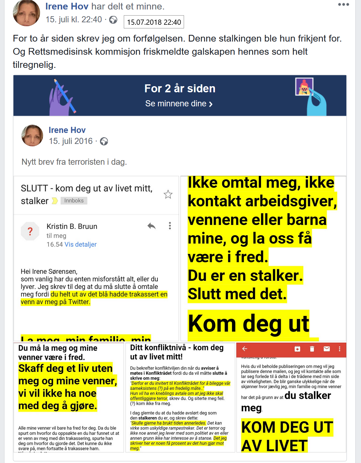 Irene Hov er fortvilet over at Bruun avviser henne