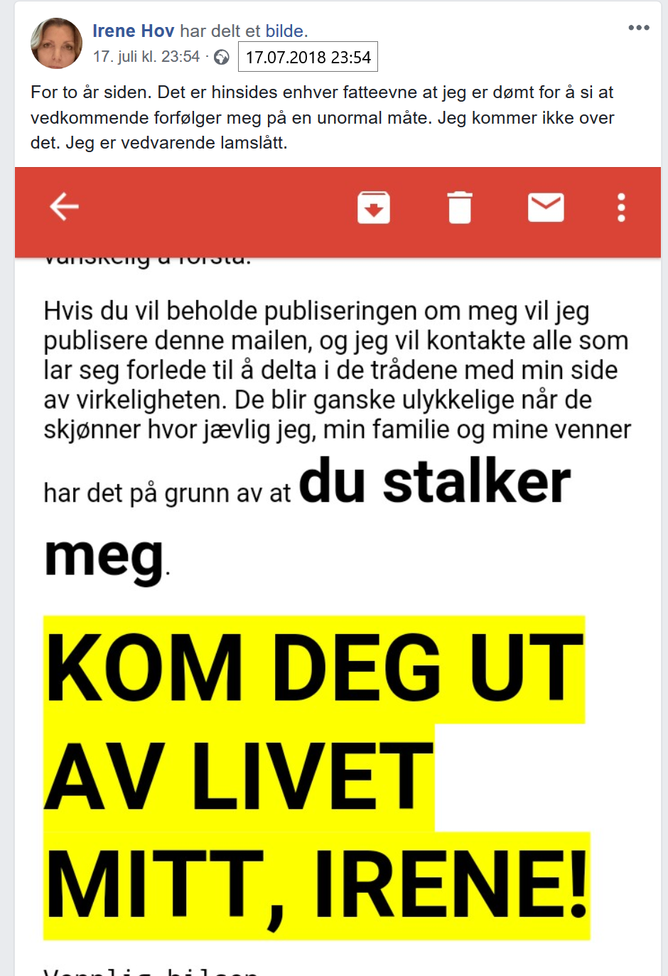 Irene Hov publiserer Bruuns KOM DEG UT AV LIVET MITT