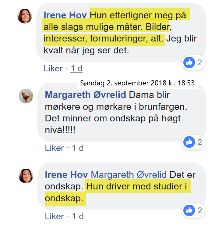 Irene Hov innrømmer sin ondskap